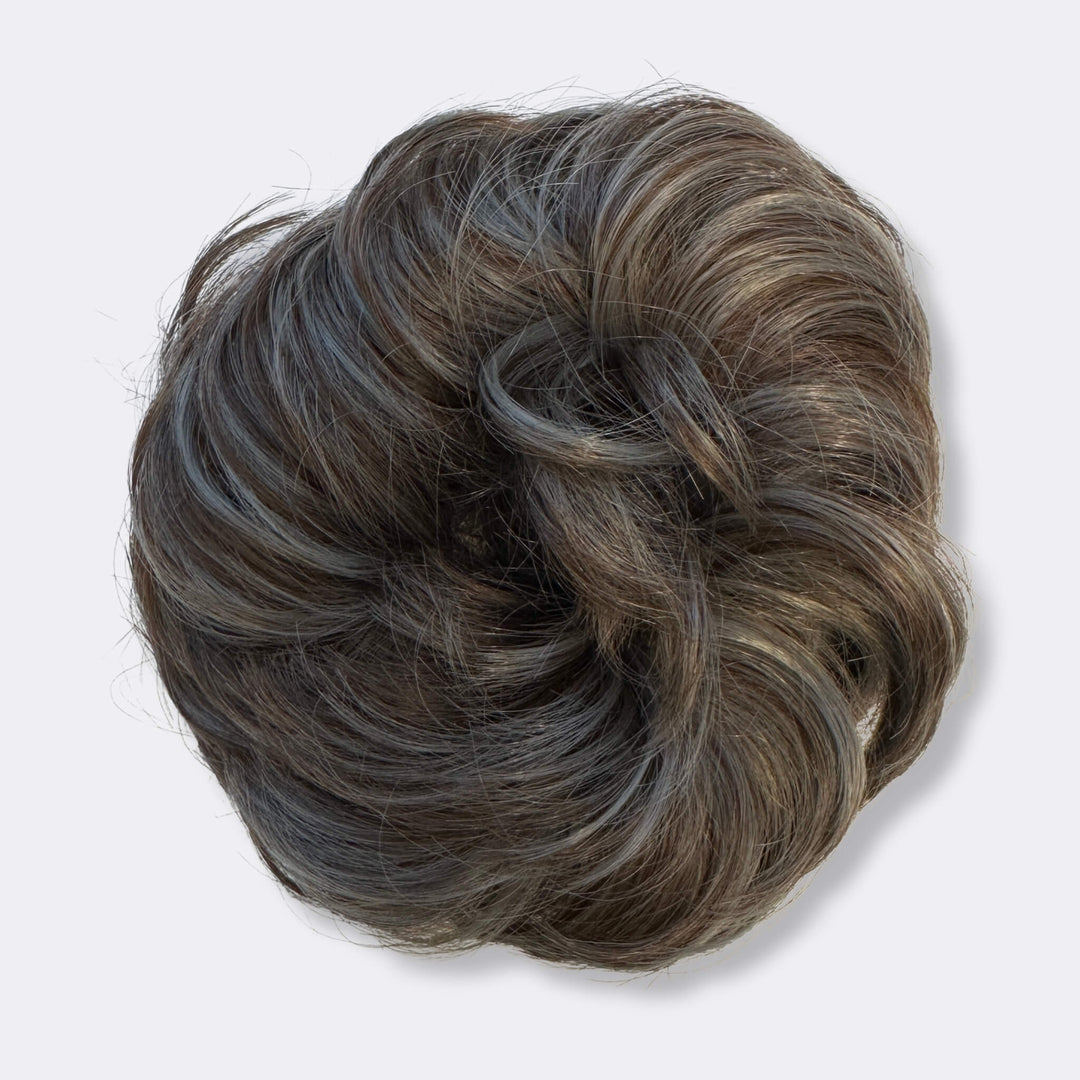 Haarverlängerung Scrunchie | Schnell | Einfach | Synthetisch | Weich-Graubraun-Luzern Mode