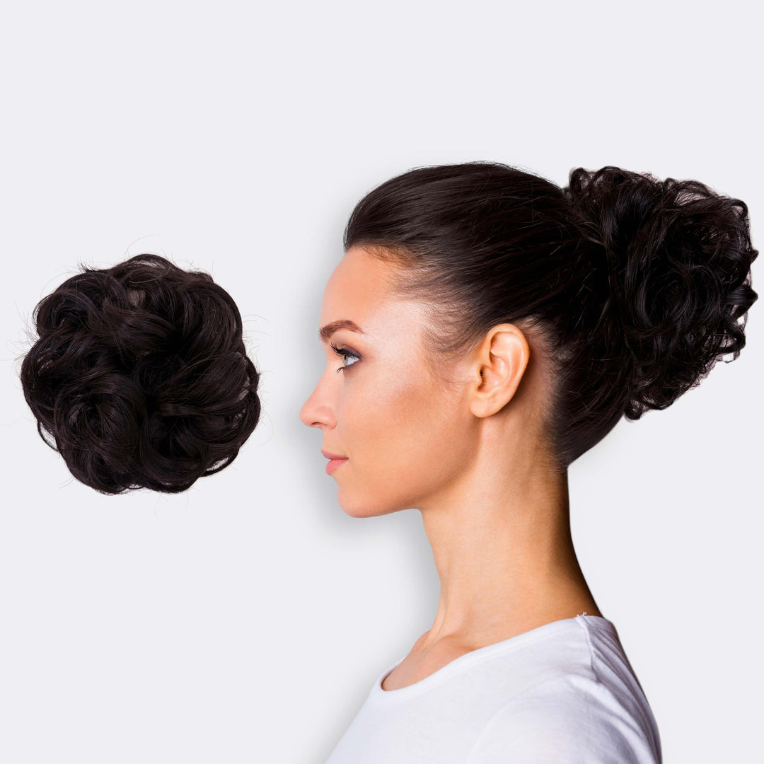 Haarverlängerung Scrunchie | Schnell | Einfach | Synthetisch | Weich-Mitternachtsbraun-Luzern Mode
