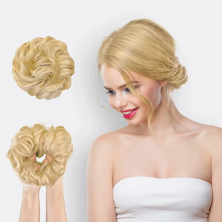 Haarverlängerung Scrunchie | Schnell | Einfach | Synthetisch | Weich-Warmblond-Luzern Mode