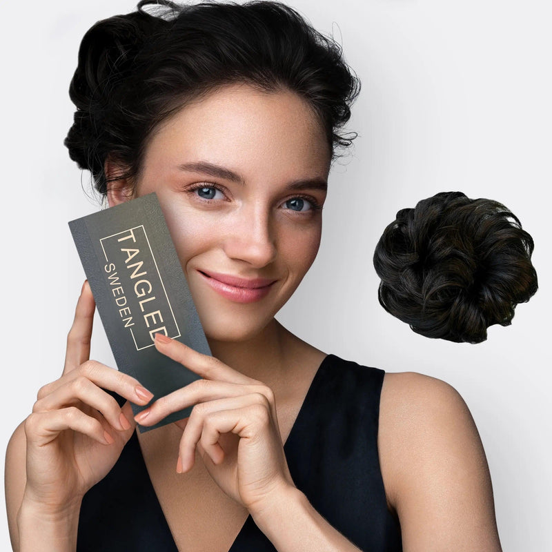 Haarverlängerung Scrunchie | Schnell | Einfach | Synthetisch | Weich-Zwart-Luzern Mode