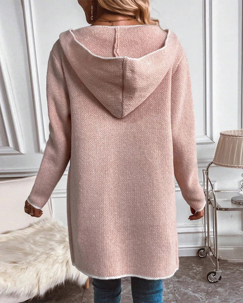 Damen Strickjacke mit Kapuze - Langer Cardigan für Herbst-Luzern Mode