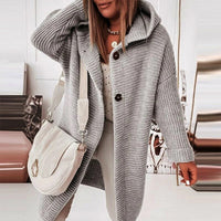 Damen Strickjacke mit Kapuze - Modische Herbstbekleidung-Grau-S-Luzern Mode