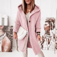 Damen Strickjacke mit Kapuze - Modische Herbstbekleidung-Hellrosa-S-Luzern Mode
