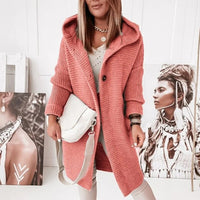 Damen Strickjacke mit Kapuze - Modische Herbstbekleidung-Rosa-S-Luzern Mode