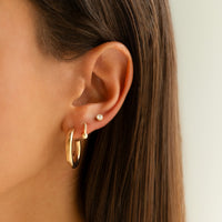 Ohrstecker | Halbrund Modern Stilvoll Minimalistisch Silber Gold-Luzern Mode