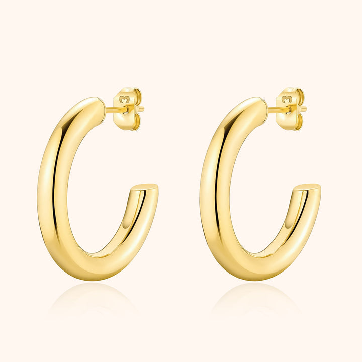 Ohrstecker | Halbrund Modern Stilvoll Minimalistisch Silber Gold-Gold-Luzern Mode