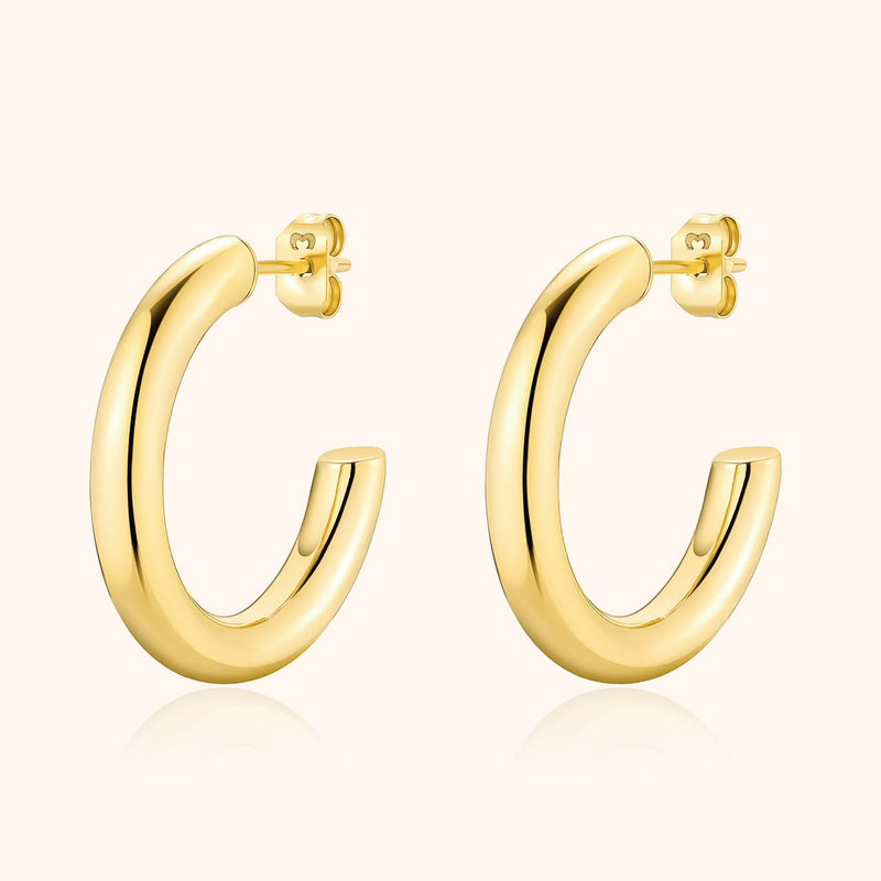 Ohrstecker | Halbrund Modern Stilvoll Minimalistisch Silber Gold-Gold-Luzern Mode