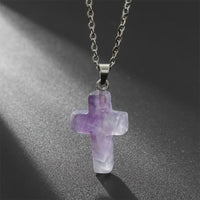 Halskette mit Kreuz | Natürliche Edelsteine | Silber | Stilvoll-Amethyst-Luzern Mode