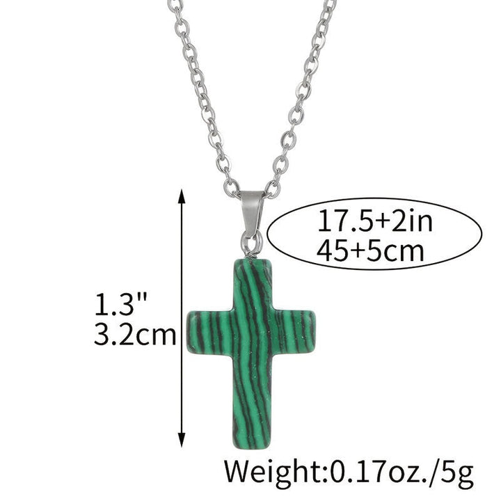Halskette mit Kreuz | Natürliche Edelsteine | Silber | Stilvoll-Luzern Mode