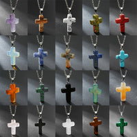 Halskette mit Kreuz | Natürliche Edelsteine | Silber | Stilvoll-Luzern Mode