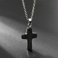 Halskette mit Kreuz | Natürliche Edelsteine | Silber | Stilvoll-Lavastein-Luzern Mode