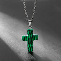 Halskette mit Kreuz | Natürliche Edelsteine | Silber | Stilvoll-Malachit-Luzern Mode