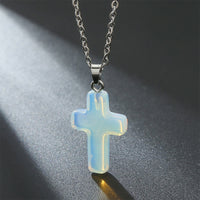 Halskette mit Kreuz | Natürliche Edelsteine | Silber | Stilvoll-Opal-Luzern Mode