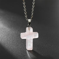 Halskette mit Kreuz | Natürliche Edelsteine | Silber | Stilvoll-Rosenquarz-Luzern Mode