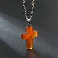 Halskette mit Kreuz | Natürliche Edelsteine | Silber | Stilvoll-Roter Achat-Luzern Mode