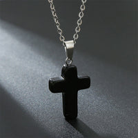 Halskette mit Kreuz | Natürliche Edelsteine | Silber | Stilvoll-Zwart onyx-Luzern Mode