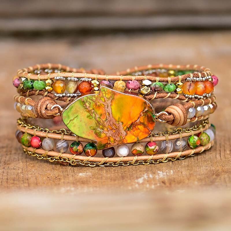 Edelstein-Wickelarmband | Natürlich Hamsa Stilvoll Handgefertigt Boho-Luzern Mode