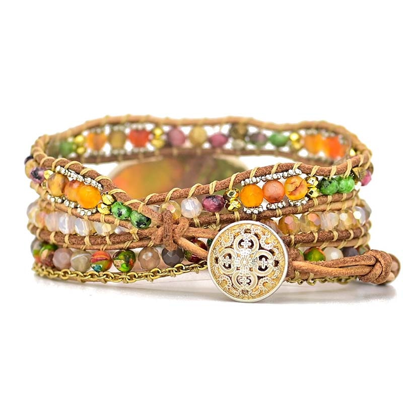 Edelstein-Wickelarmband | Natürlich Hamsa Stilvoll Handgefertigt Boho-Luzern Mode