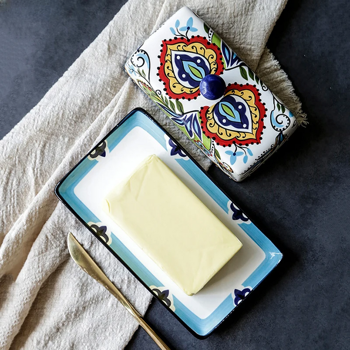 Butterdose | Farbenfroh Handbemalt Fröhlich Rechteckig Langlebig-Luzern Mode