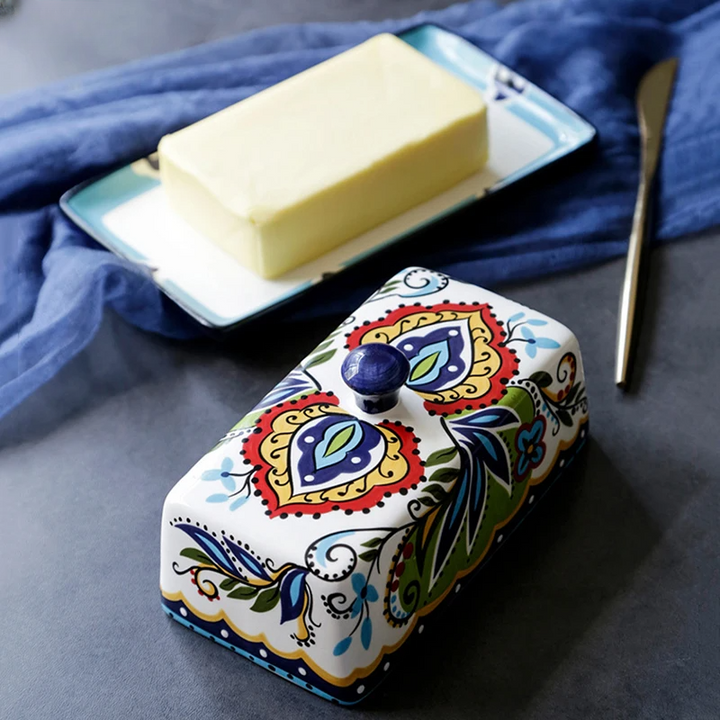 Butterdose | Farbenfroh Handbemalt Fröhlich Rechteckig Langlebig-Luzern Mode
