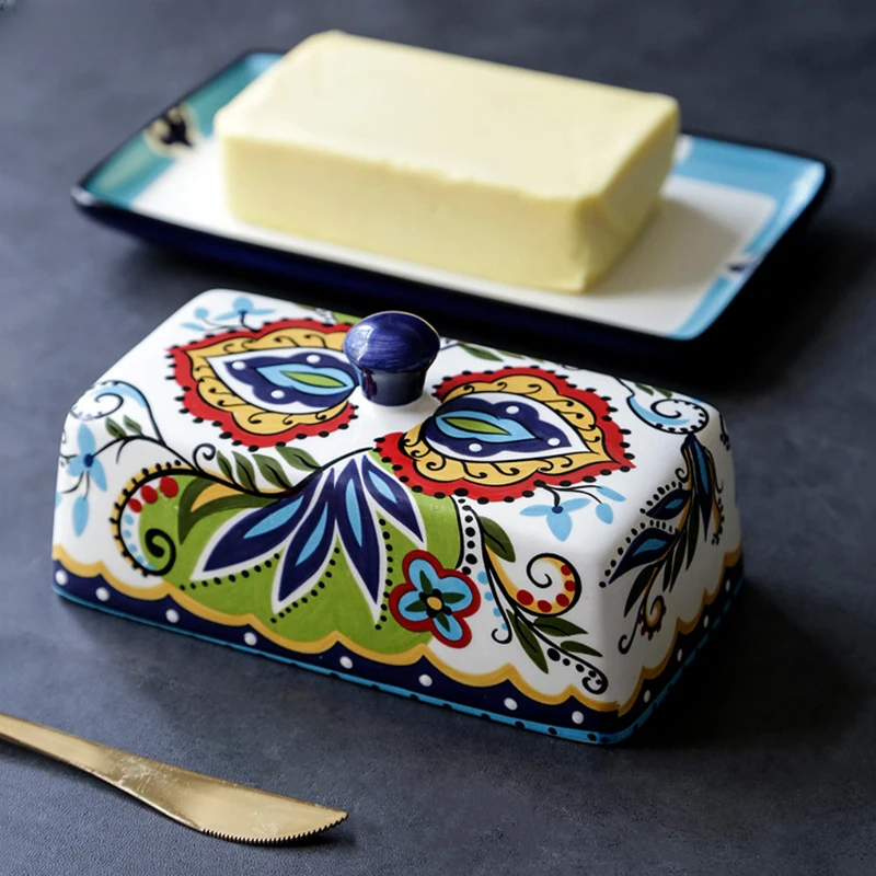 Butterdose | Farbenfroh Handbemalt Fröhlich Rechteckig Langlebig-Luzern Mode