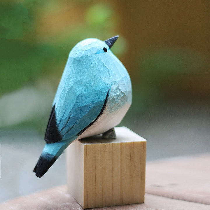 Vogelfigur | Handgefertigt Holz Langlebig Stilvoll Stimmungsvolles Design Einzigartig-Blauvogel-Luzern Mode