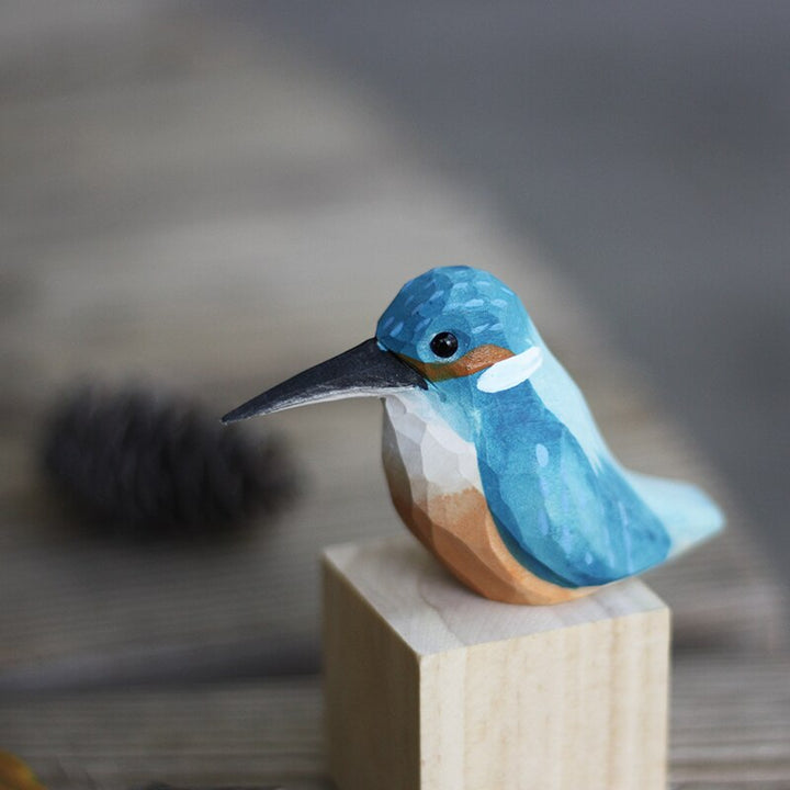 Vogelfigur | Handgefertigt Holz Langlebig Stilvoll Stimmungsvolles Design Einzigartig-Eisvogel-Luzern Mode