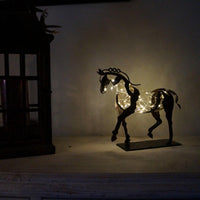 Pferdefigur | Dekorativ | Handgemacht | Metall | Massiv | Stark-Mit Lichtern-Luzern Mode