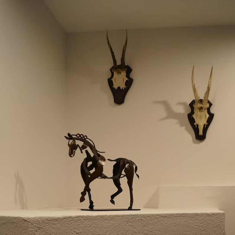Pferdefigur | Dekorativ | Handgemacht | Metall | Massiv | Stark-Ohne Lichter-Luzern Mode
