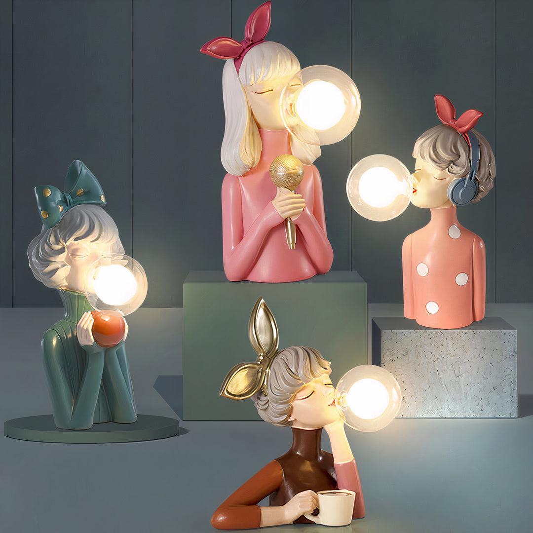 Handgefertigte Tischlampe | Kunstharz Stilvoll Einzigartig Vielseitig Atmosphärisch-4 Schwestern komplette Kollektion-Luzern Mode