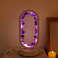 Amethystlampe | Handgemacht | Beruhigend | Stehend | Kompakt | E14-Amethyst Roh Weiß-Luzern Mode