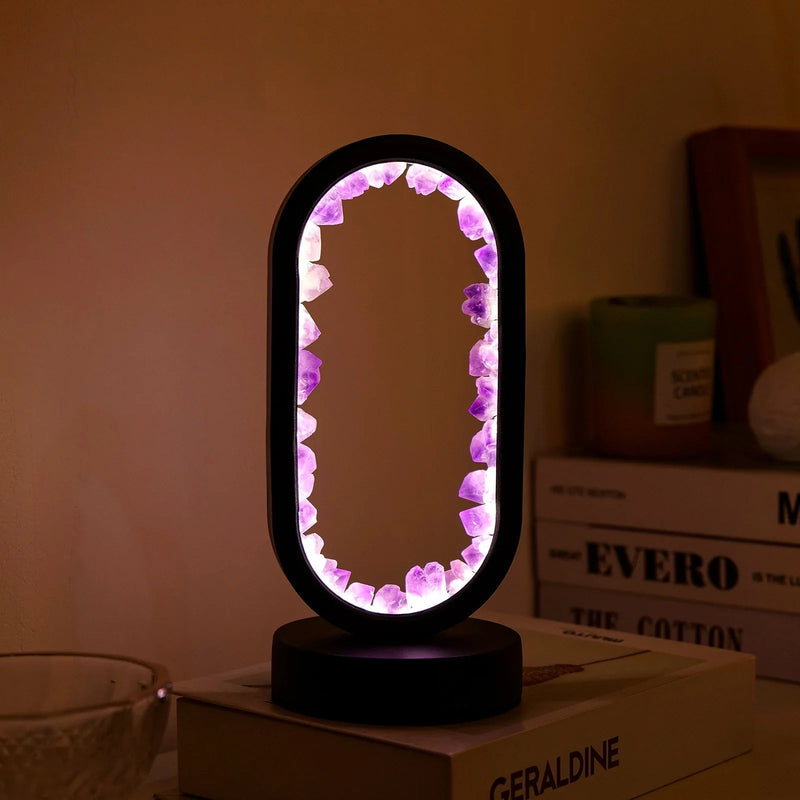 Amethystlampe | Handgemacht | Beruhigend | Stehend | Kompakt | E14-Amethyst Schwarz-Luzern Mode