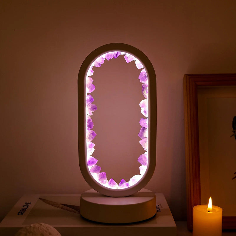 Amethystlampe | Handgemacht | Beruhigend | Stehend | Kompakt | E14-Ametyst Weiß-Luzern Mode