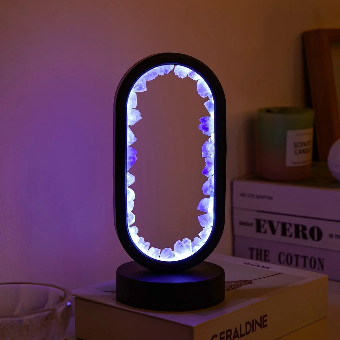 Amethystlampe | Handgemacht | Beruhigend | Stehend | Kompakt | E14-Celestit Schwarz-Luzern Mode