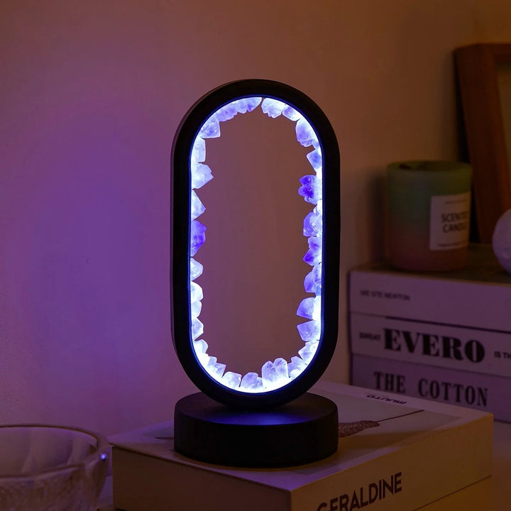 Amethystlampe | Handgemacht | Beruhigend | Stehend | Kompakt | E14-Celestit Schwarz-Luzern Mode