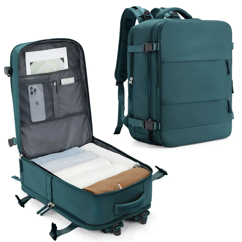 Reisetasche mit Laptopfach und USB-Anschluss für Reisen-Pfauenblau-Luzern Mode