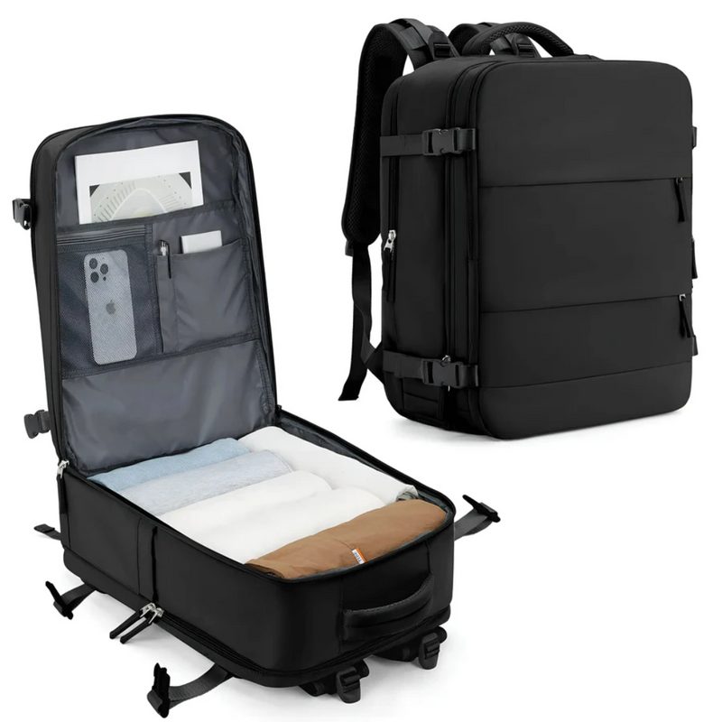 Reisetasche mit Laptopfach und USB-Anschluss für Reisen-Schwarz-Luzern Mode