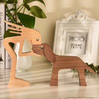 Hundefigur | Holz | Handgemacht | Symbolisch | Nachhaltig | Dekoration-Frau und Hund-Luzern Mode
