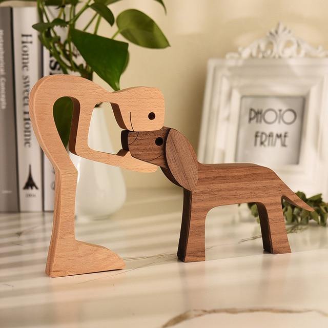 Hundefigur | Holz | Handgemacht | Symbolisch | Nachhaltig | Dekoration-Mensch und Hund-Luzern Mode