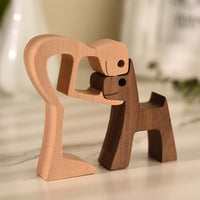 Hundefigur | Holz | Handgemacht | Symbolisch | Nachhaltig | Dekoration-Mensch und Welpe-Luzern Mode