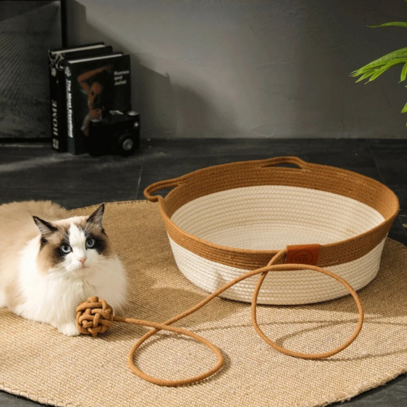 Katzenbett | Handgewebtes Seil, Langlebig, Komfortabel, Gemütlich, Baumwolle-Luzern Mode