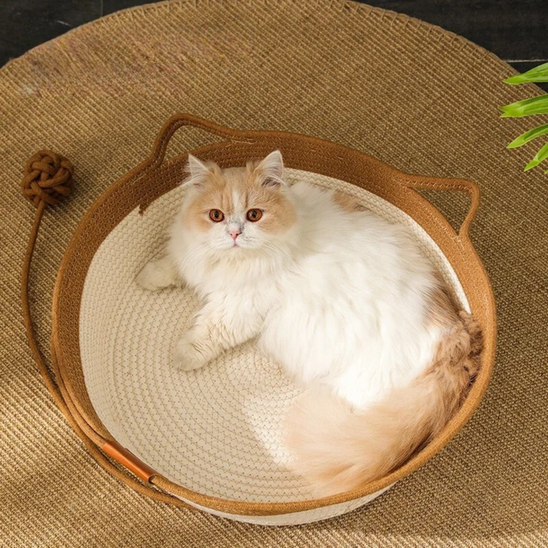 Katzenbett | Handgewebtes Seil, Langlebig, Komfortabel, Gemütlich, Baumwolle-Luzern Mode