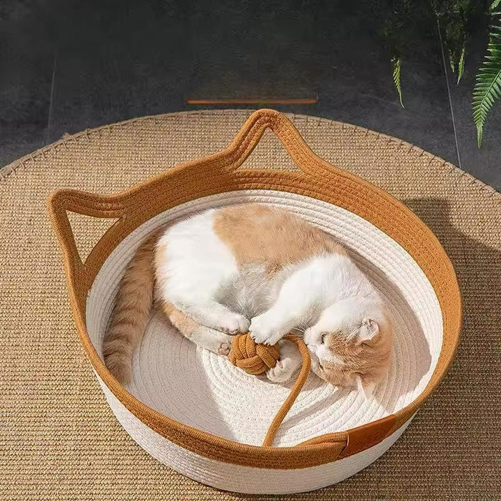 Katzenbett | Handgewebtes Seil, Langlebig, Komfortabel, Gemütlich, Baumwolle-Luzern Mode