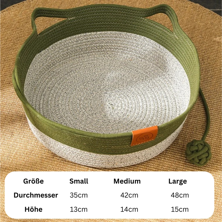 Katzenbett | Handgewebtes Seil, Langlebig, Komfortabel, Gemütlich, Baumwolle-Groen-S-Luzern Mode