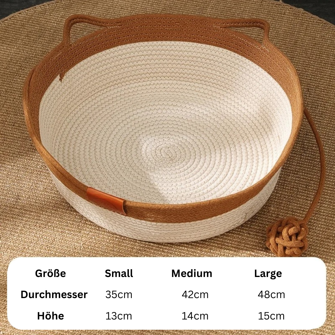 Katzenbett | Handgewebtes Seil, Langlebig, Komfortabel, Gemütlich, Baumwolle-Khaki-S-Luzern Mode