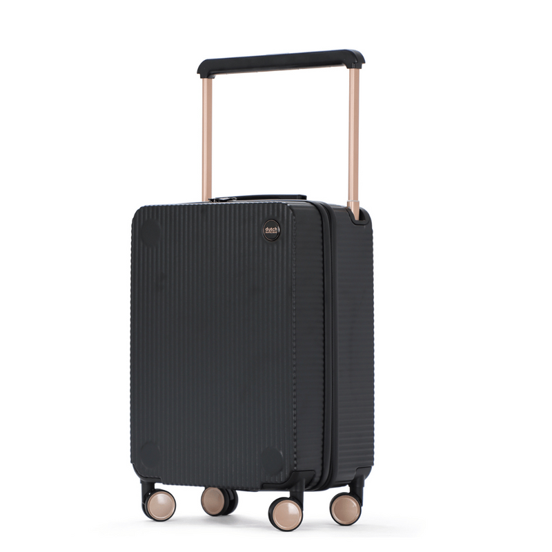Hardschalen-Koffer | Set | Handgepäck | Reisekoffer | 4 Doppelrollen-Schwarz-Handgepäck 37L-Luzern Mode