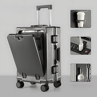 Handgepäckkoffer | Aluminium | TSA-Schloss | Integrierte USB-ports-Grau-Luzern Mode