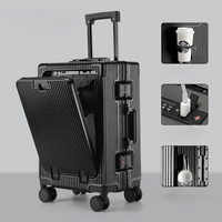 Handgepäckkoffer | Aluminium | TSA-Schloss | Integrierte USB-ports-Schwarz-Luzern Mode