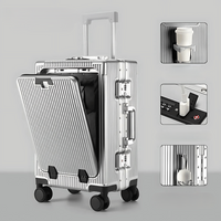 Handgepäckkoffer | Aluminium | TSA-Schloss | Integrierte USB-ports-Silber-Luzern Mode