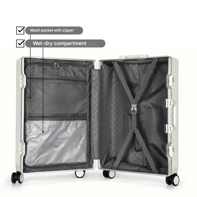 Handgepäckkoffer | Aluminium | TSA-Schloss | Integrierte USB-ports-Luzern Mode